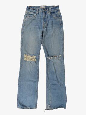 Zara Ripped Jeans, Mid Rise, Boot Cut, Blue, 2